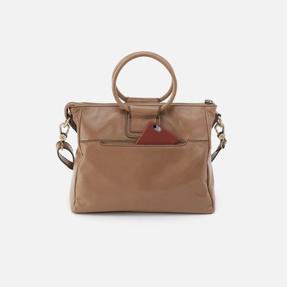 Sheila Medium Satchel In Polished Leather - Cashmere | HOBO Trending
