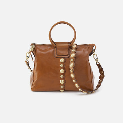 Sheila Medium Satchel In Polished Leather - Truffle With Studs | HOBO Recommended