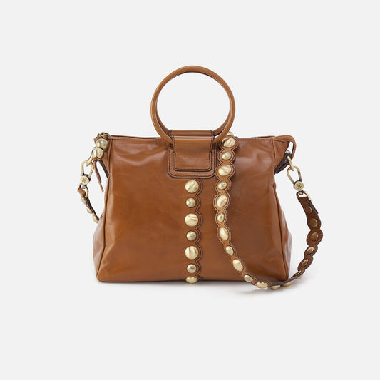 Sheila Medium Satchel In Polished Leather - Truffle With Studs | HOBO Recommended