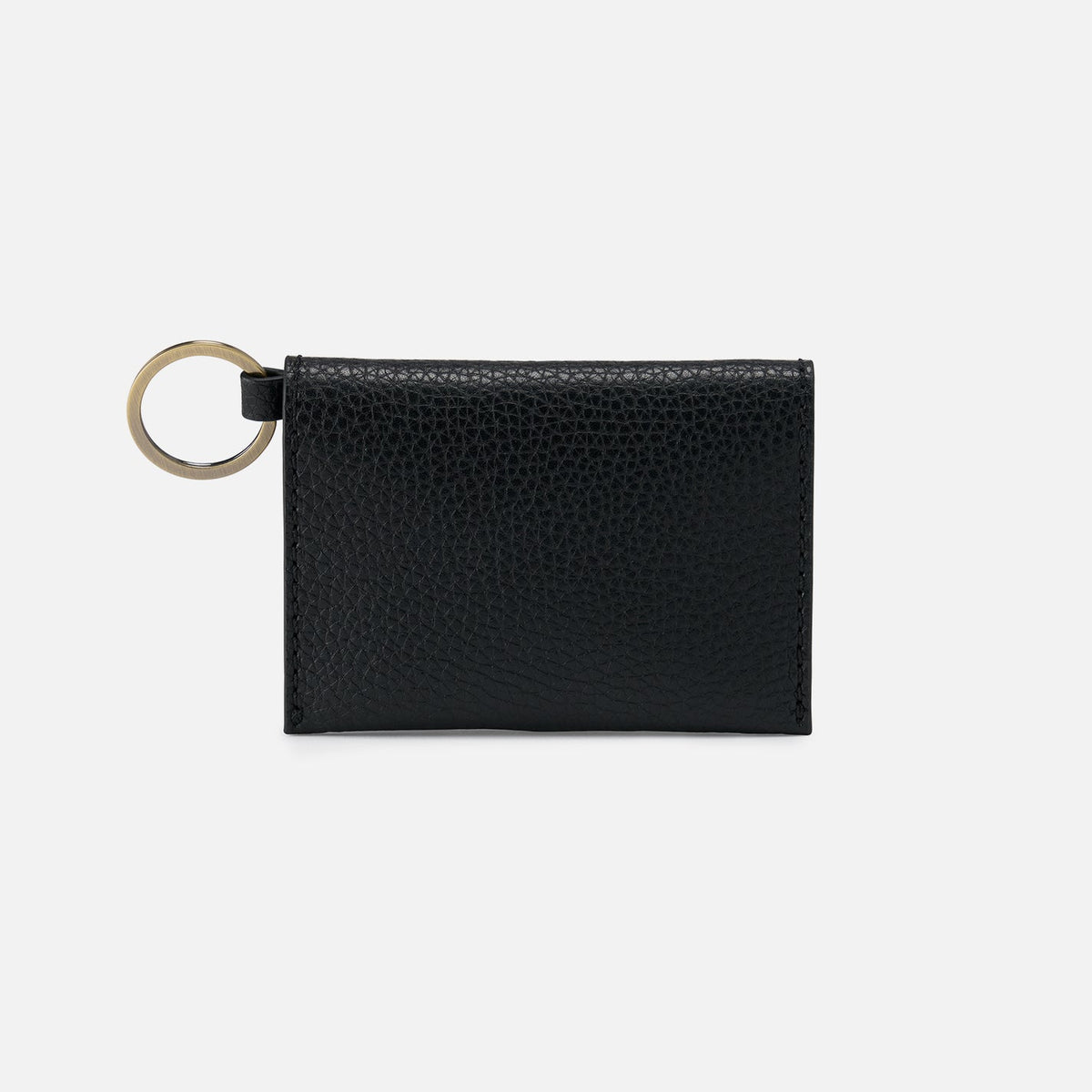Vida Card Case in Micro Pebbled Leather - Black | HOBO Trusted