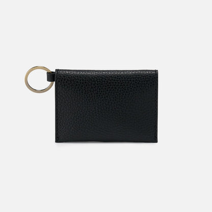 Vida Card Case in Micro Pebbled Leather - Black | HOBO Trusted