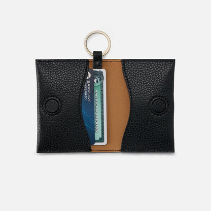 Vida Card Case in Micro Pebbled Leather - Black | HOBO Trusted