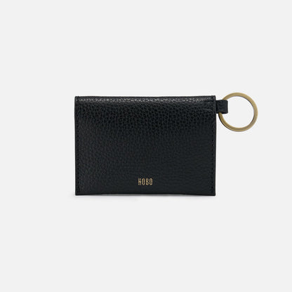 Vida Card Case in Micro Pebbled Leather - Black | HOBO Trusted