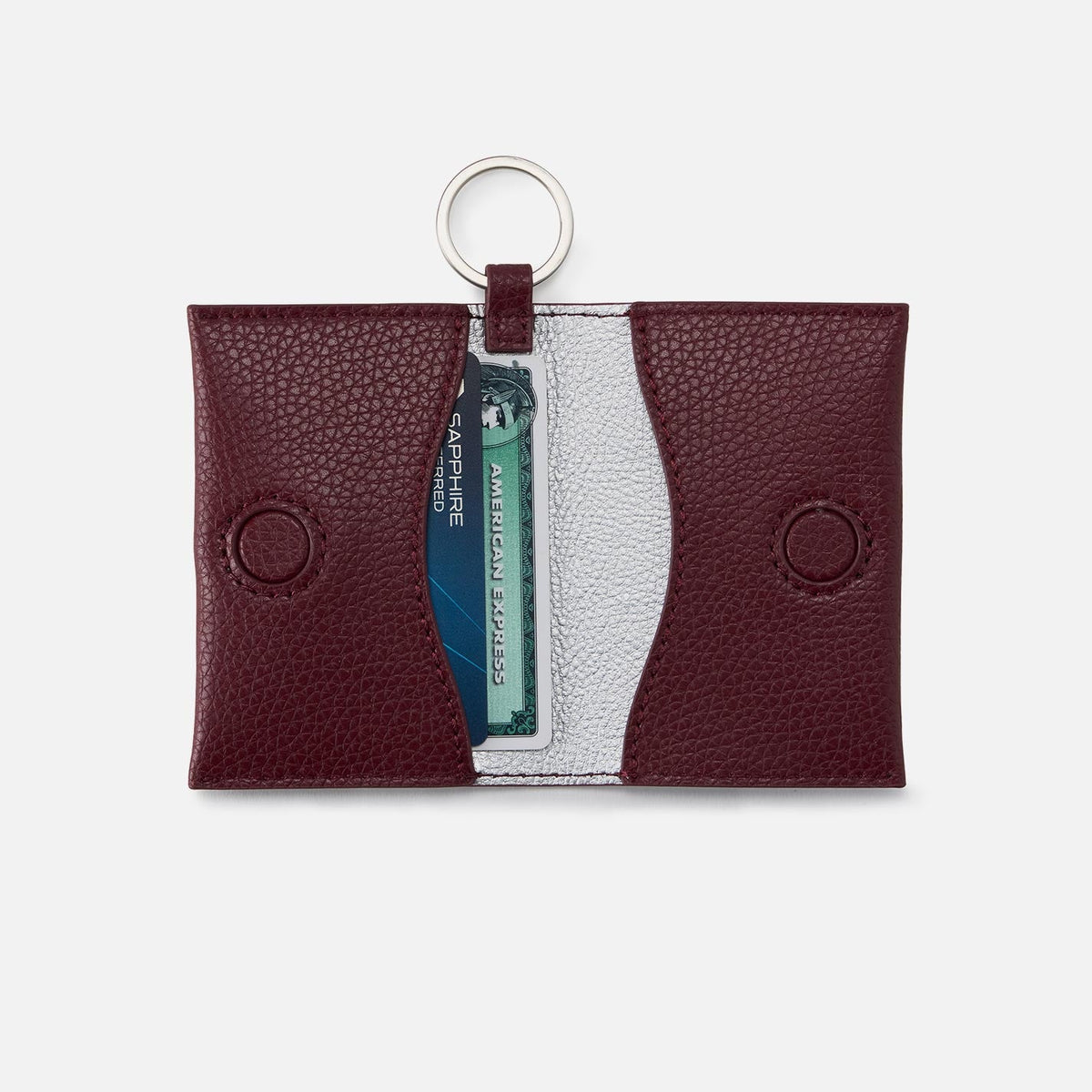 Vida Card Case In Micro Pebbled Leather - Port | HOBO Essential