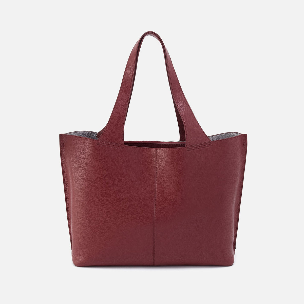 Vida Large Tote In Micro Pebbled Leather - Port And Silver | HOBO Great Value