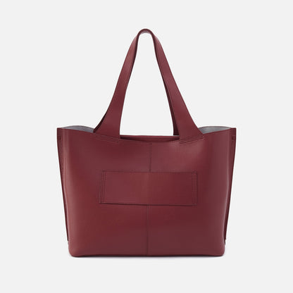 Vida Large Tote In Micro Pebbled Leather - Port And Silver | HOBO Great Value
