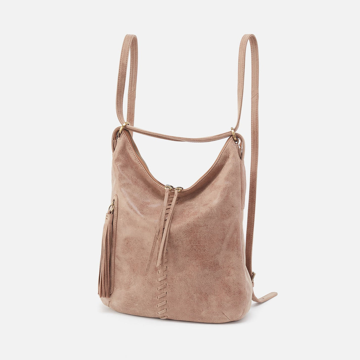 Merrin Convertible Backpack In Buffed Leather - Hazel | HOBO Premium