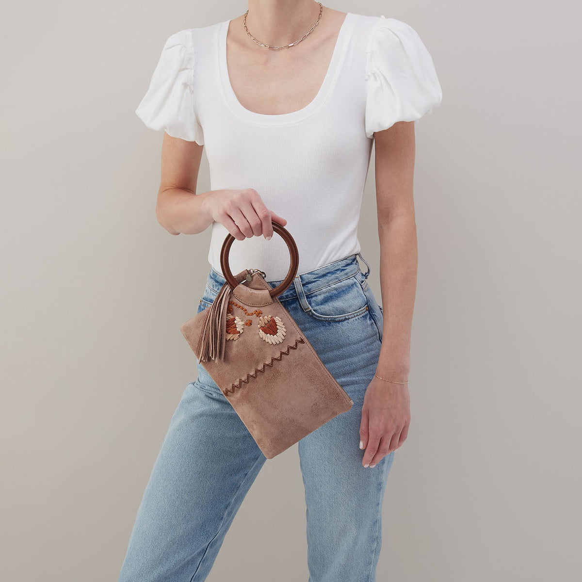 Sheila Clutch In Buffed Leather - Hazel | HOBO Trusted