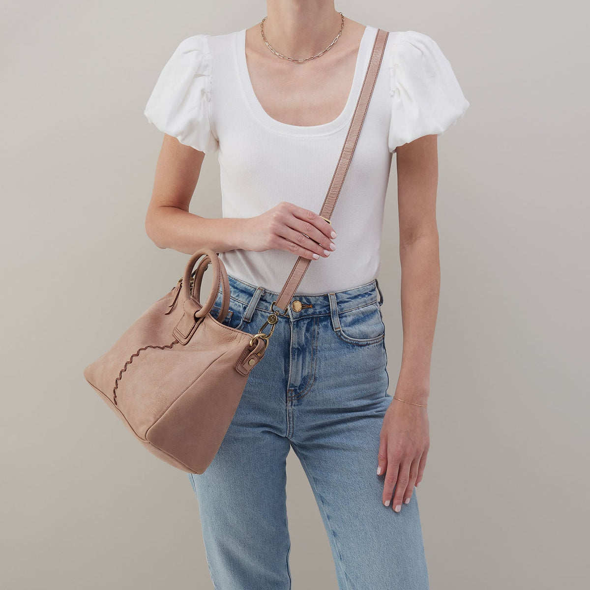 Sheila Medium Satchel In Buffed Leather - Hazel | HOBO New