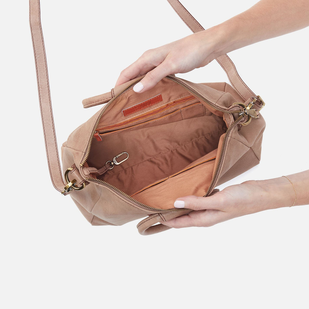 Sheila Medium Satchel In Buffed Leather - Hazel | HOBO New