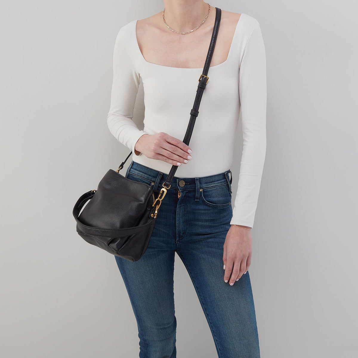 Starr Convertible Shoulder Bag in Pebbled Leather - Black | HOBO Best Seller
