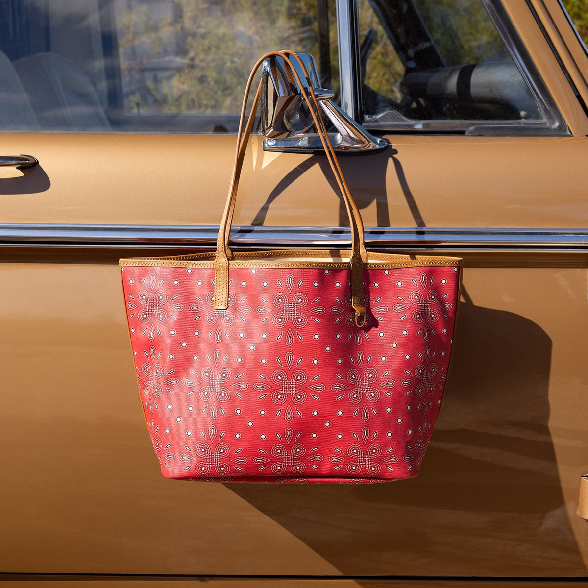 All That Tote In Coated Canvas - Red Journey Bandana | HOBO Signature
