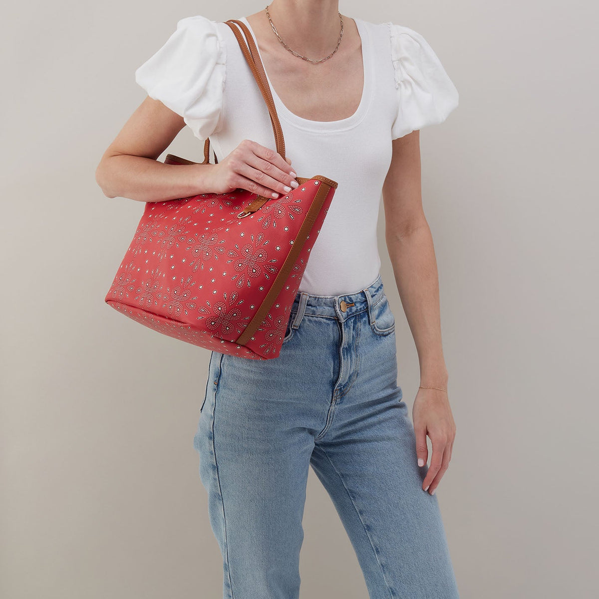 All That Tote In Coated Canvas - Red Journey Bandana | HOBO Signature