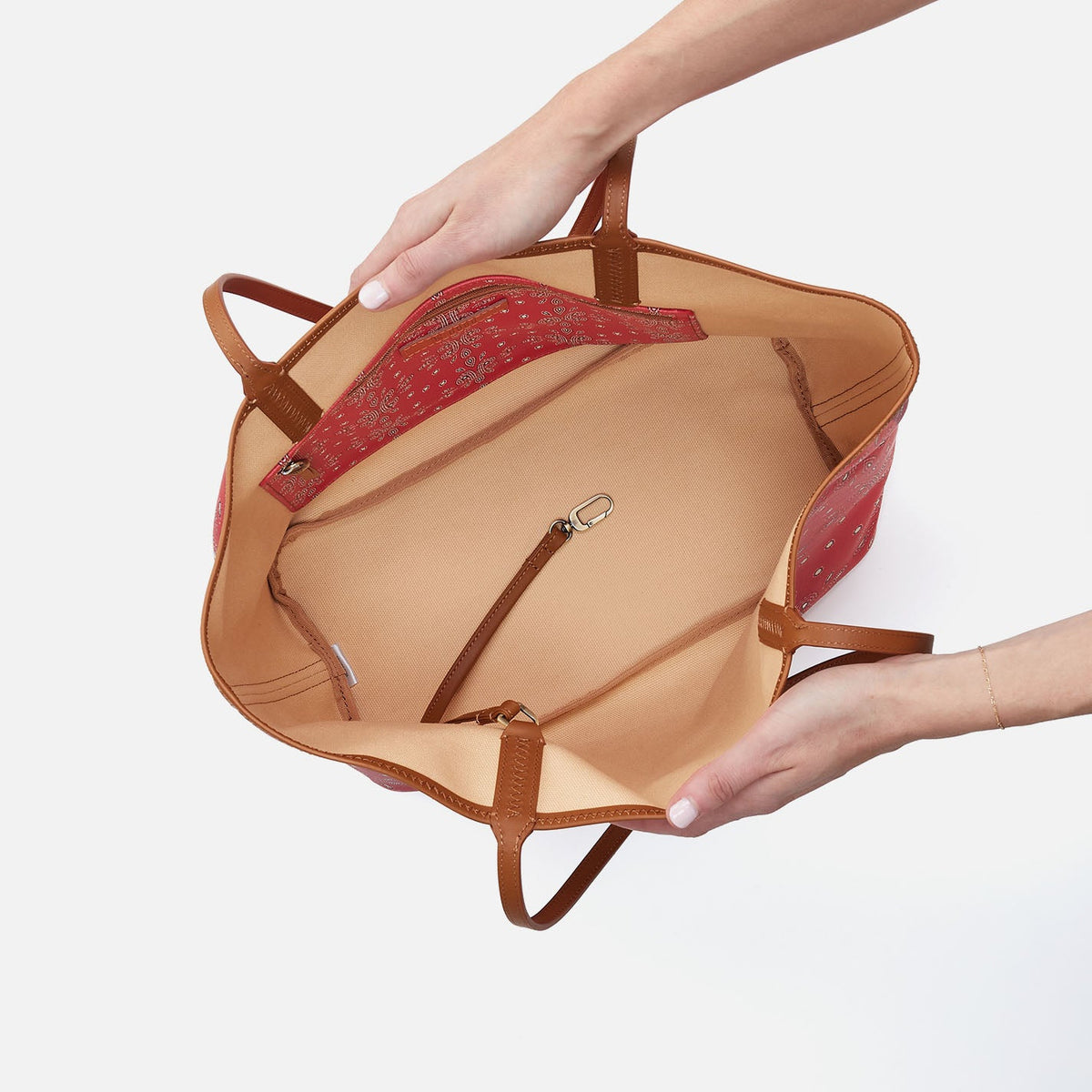 All That Tote In Coated Canvas - Red Journey Bandana | HOBO Signature