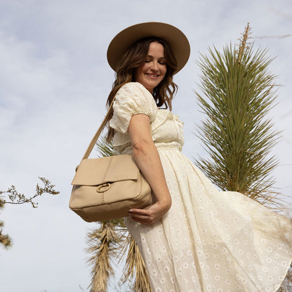 Austin Shoulder Bag In Pebbled Leather - Linen | HOBO Trending