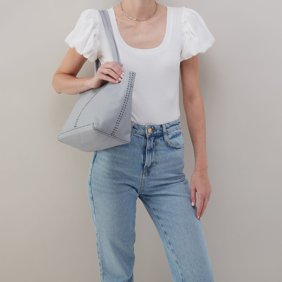 Austin Tote In Pebbled Leather - Blue Pearl | HOBO Trusted