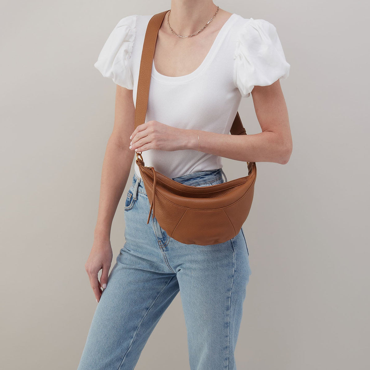 Carmen Sling In Pebbled Leather - Warm Honey | HOBO Trusted