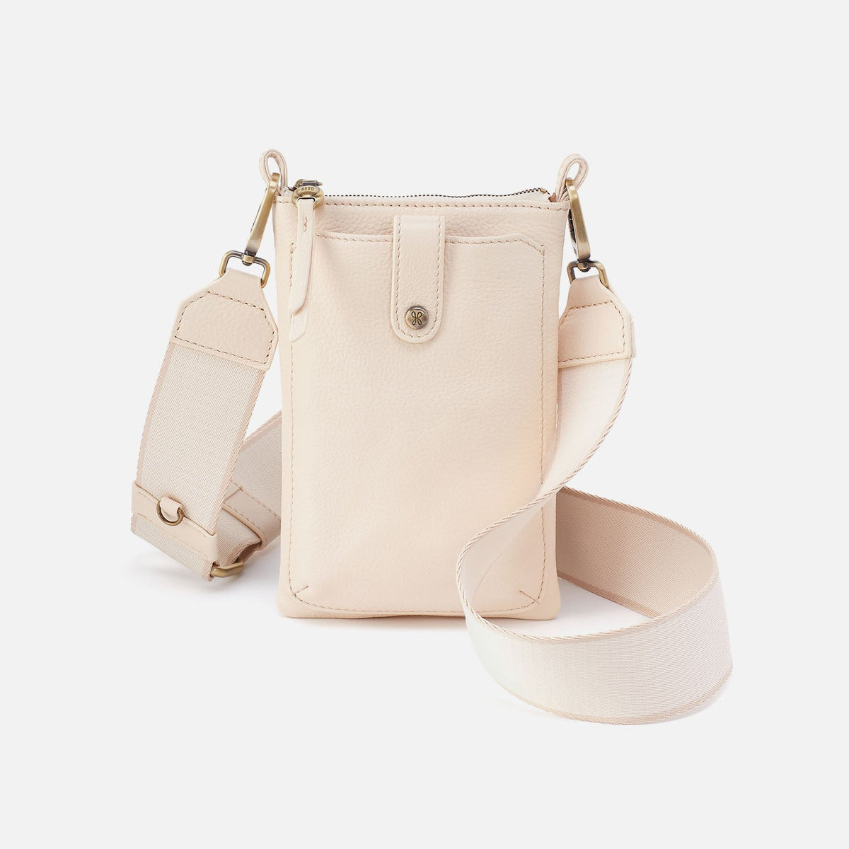 Cass Phone Crossbody In Pebbled Leather - Cream | HOBO Trusted