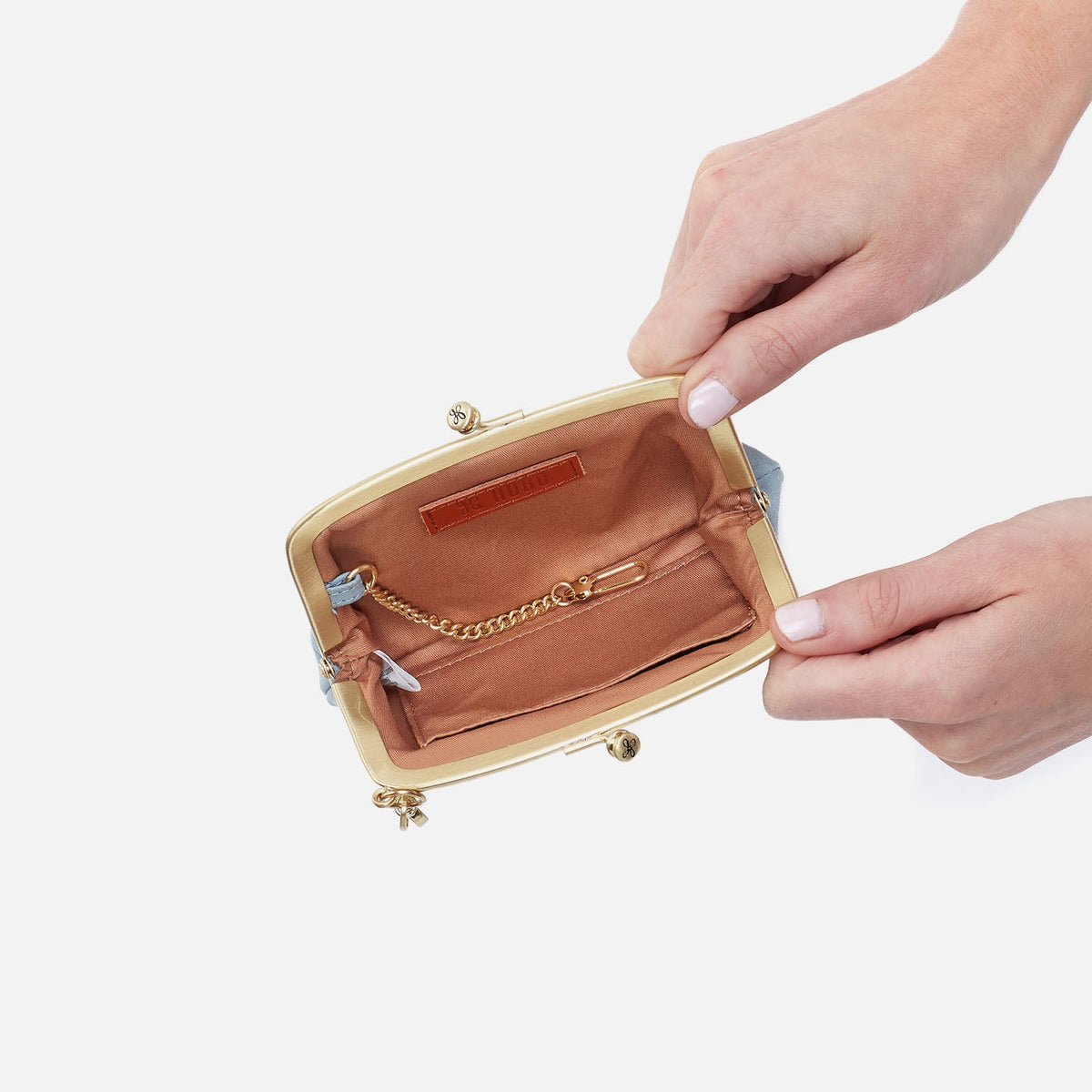 Cheer Frame Pouch In Buffed Leather - Sky | HOBO Deals