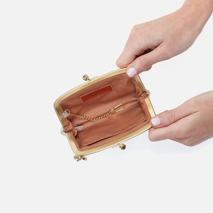 Cheer Frame Pouch In Metallic Leather - Sand Shimmer | HOBO Everyday