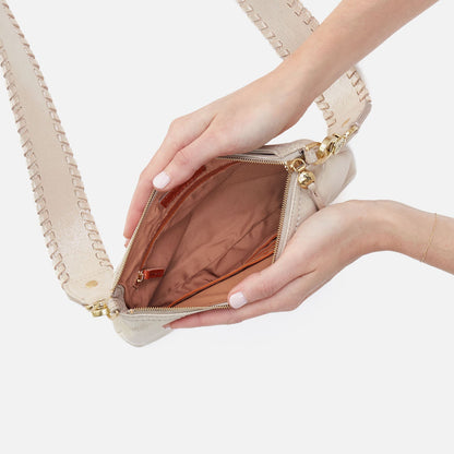 Darcy Crossbody In Metallic Leather - Sand Shimmer | HOBO Discount