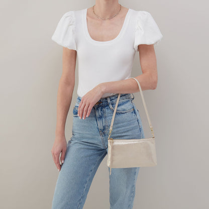 Darcy Crossbody In Metallic Leather - Sand Shimmer | HOBO Discount