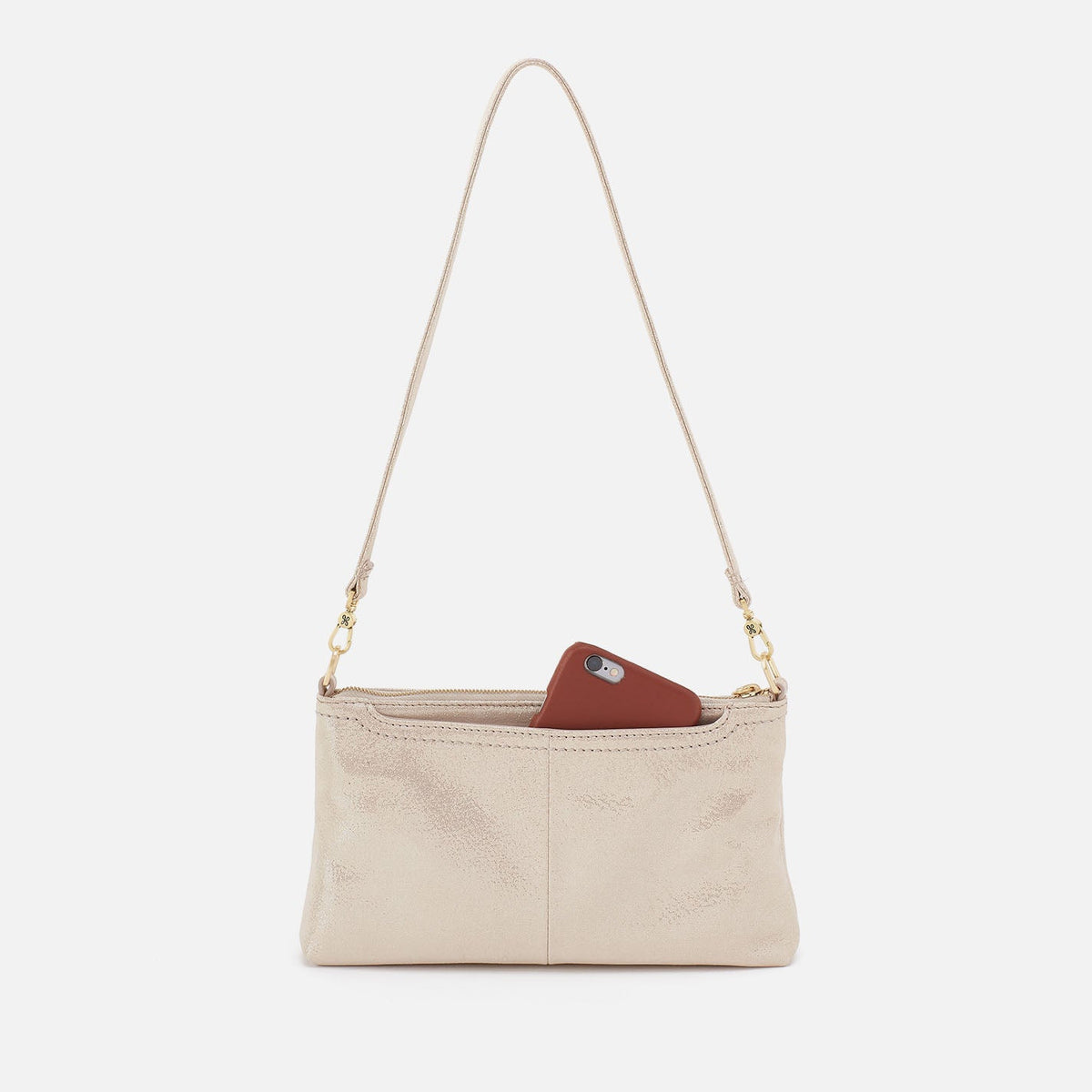 Darcy Crossbody In Metallic Leather - Sand Shimmer | HOBO Discount