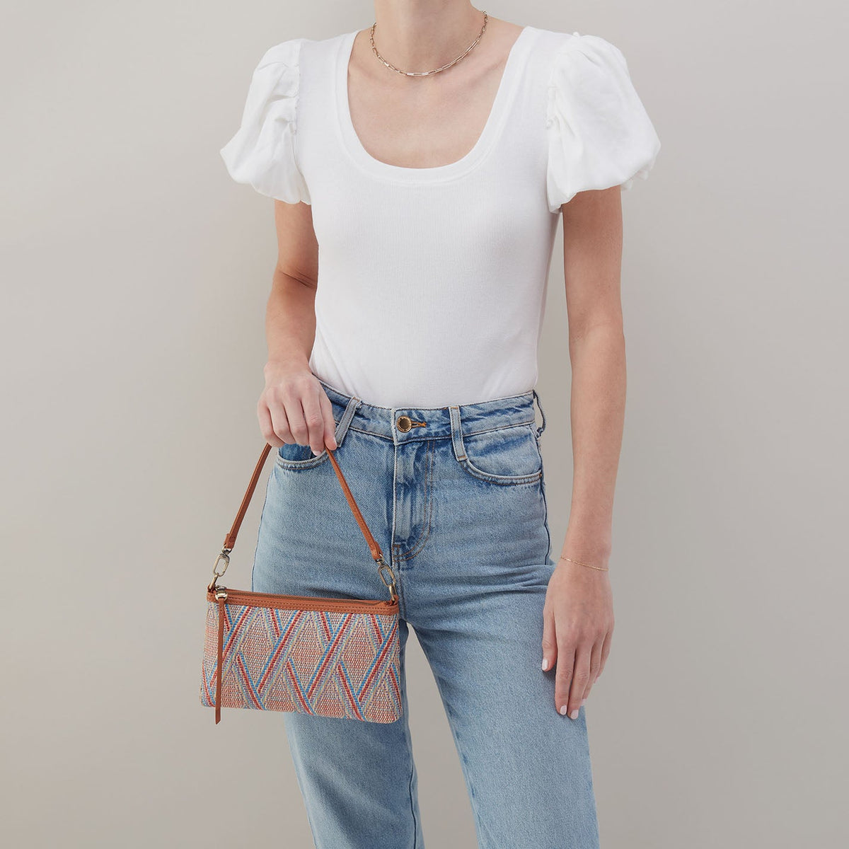 Darcy Crossbody In Multi Weave With Leather Trim - Sunset Raffia | HOBO Great Value