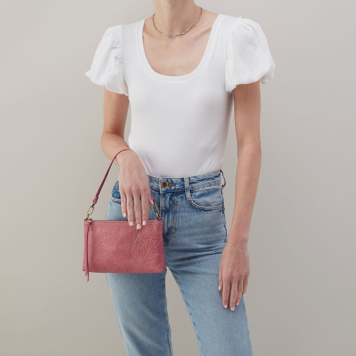 Darcy Crossbody In Tooled Embossed Leather - Mauve Tooled Emboss | HOBO Quality