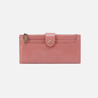 Dunn Continental Wallet In Polished Leather - Rose | HOBO Trending
