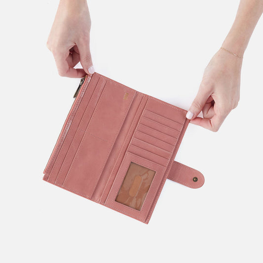 Dunn Continental Wallet In Polished Leather - Rose | HOBO Trending