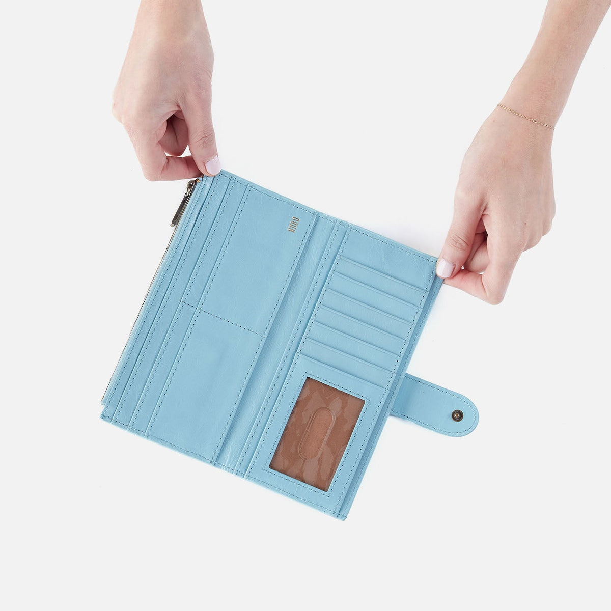 Dunn Continental Wallet In Polished Leather - Stratosphere | HOBO Trusted