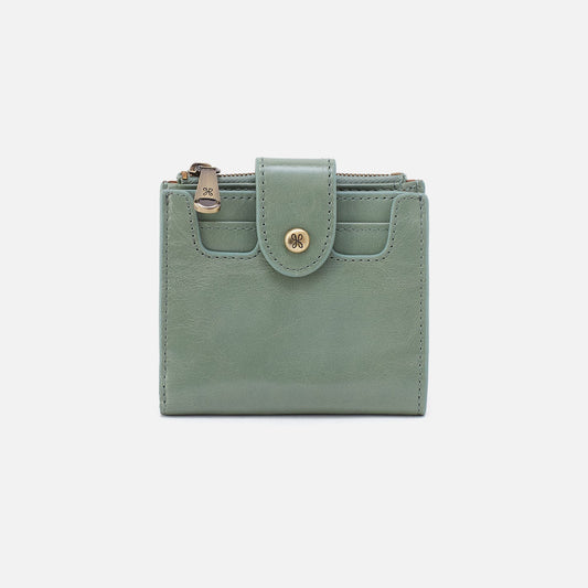 Dunn Mini Wallet In Polished Leather - Jade | HOBO New