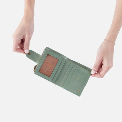 Dunn Mini Wallet In Polished Leather - Jade | HOBO New