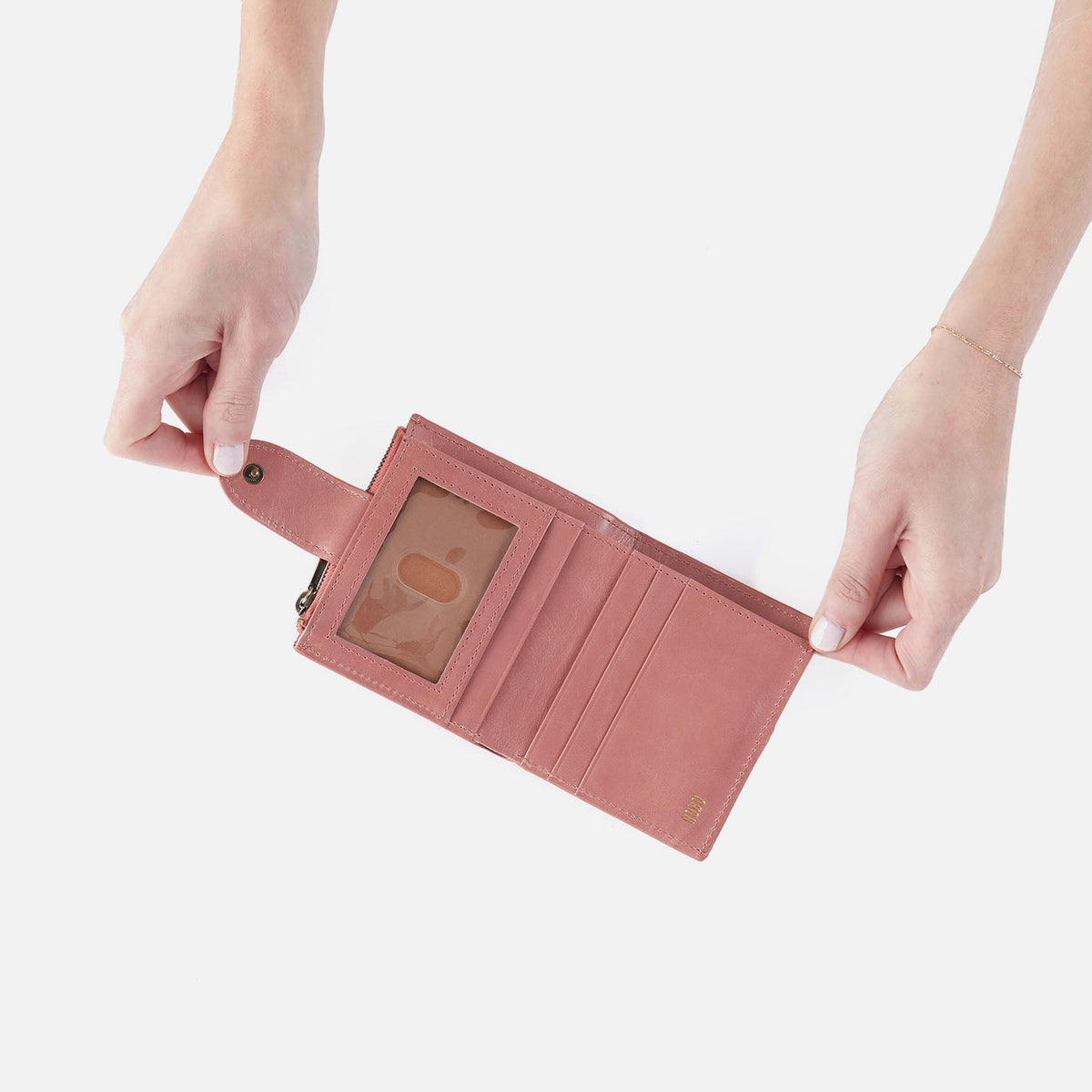 Dunn Mini Wallet In Polished Leather - Rose | HOBO Customer Favorite