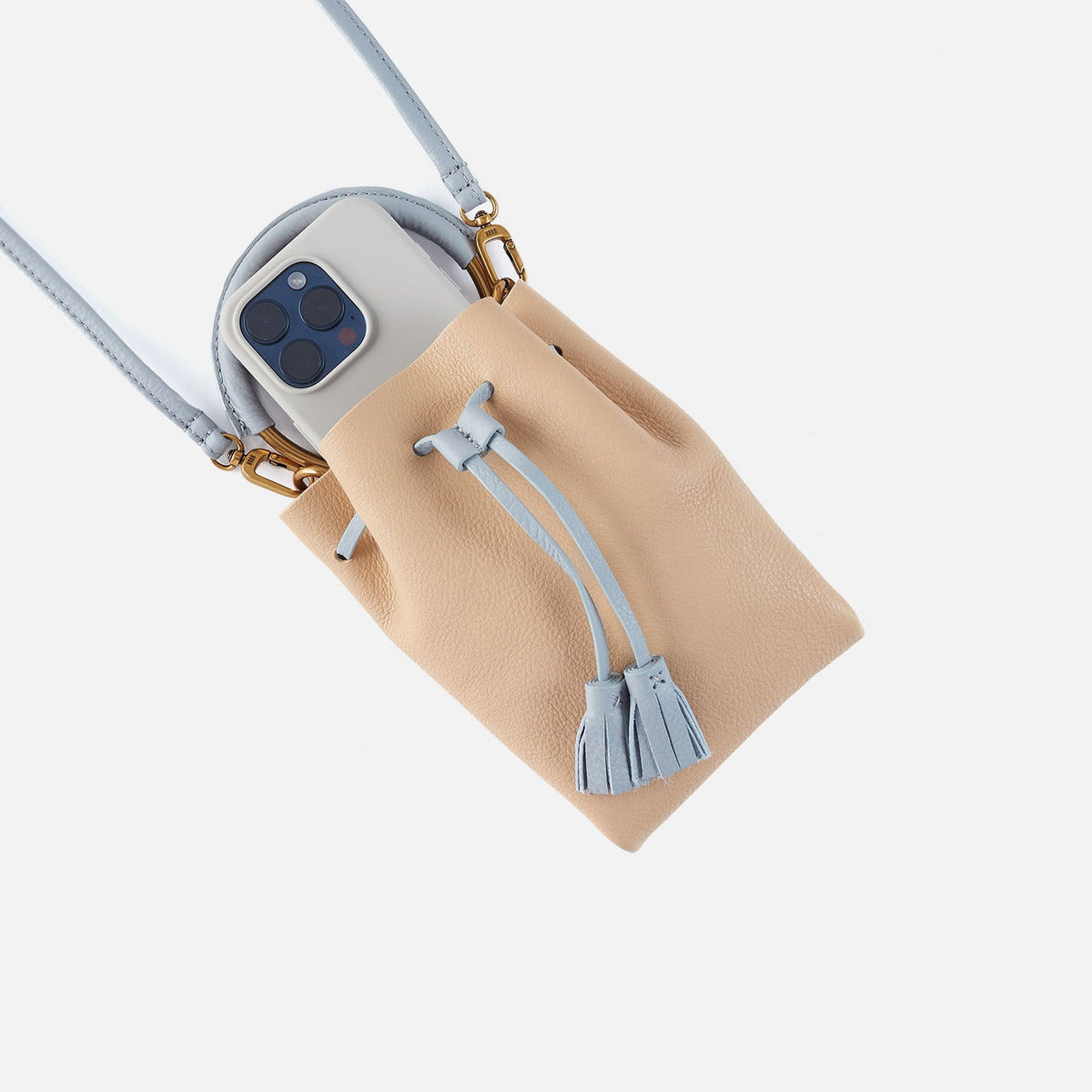 Eden Phone Crossbody In Pebbled Leather - Linen | HOBO New