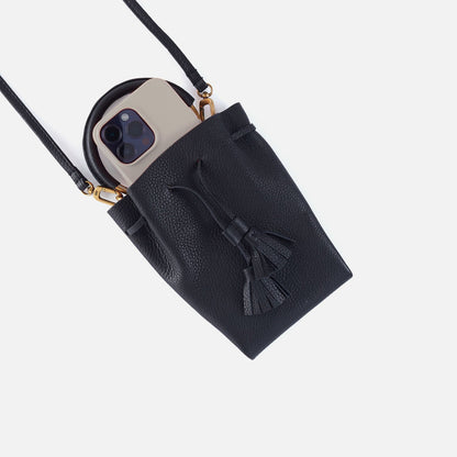 Eden Phone Crossbody In Pebbled Leather - Black | HOBO Premium
