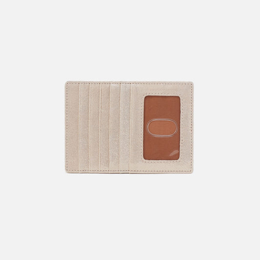 Euro Slide Card Case In Metallic Leather - Sand Shimmer | HOBO Everyday