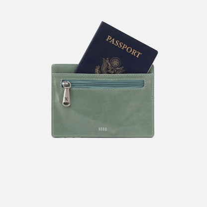 Euro Slide Card Case In Polished Leather - Jade | HOBO Sale