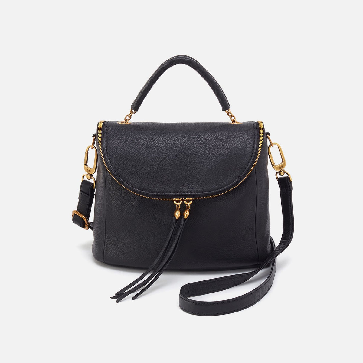 Fern Top Handle Satchel In Pebbled Leather - Black | HOBO Top Pick