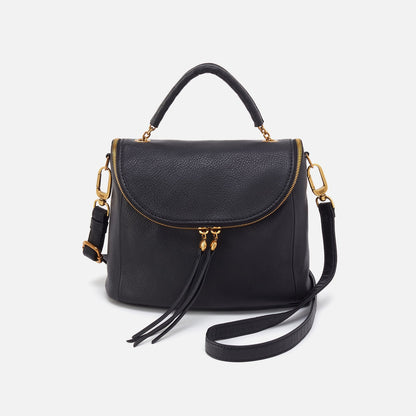 Fern Top Handle Satchel In Pebbled Leather - Black | HOBO Top Pick