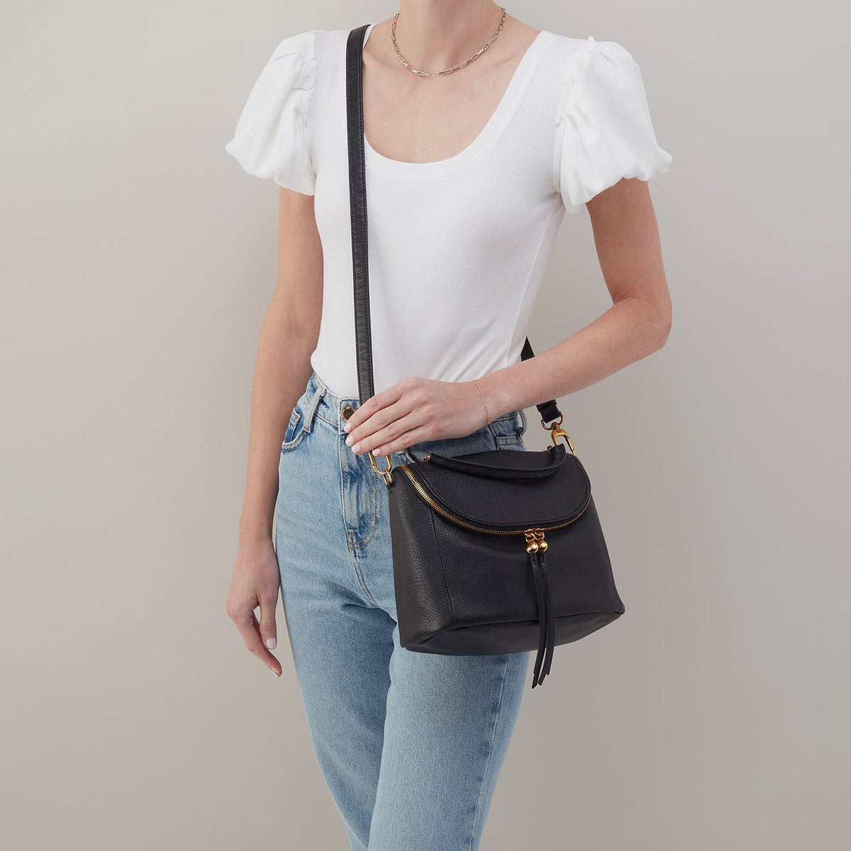 Fern Top Handle Satchel In Pebbled Leather - Black | HOBO Top Pick