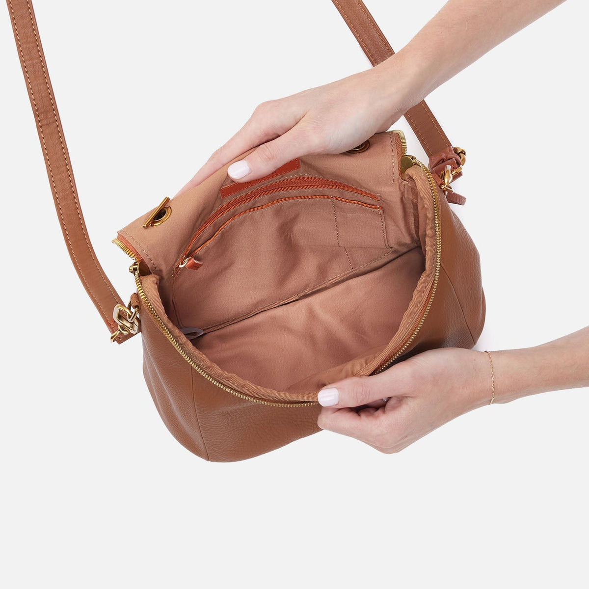 Fern Top Handle Satchel In Pebbled Leather - Warm Honey | HOBO Trusted