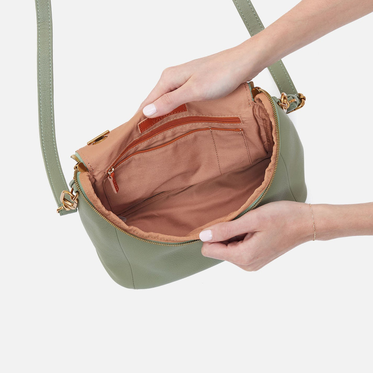 Fern Top Handle Satchel In Pebbled Leather - Watercress | HOBO Popular