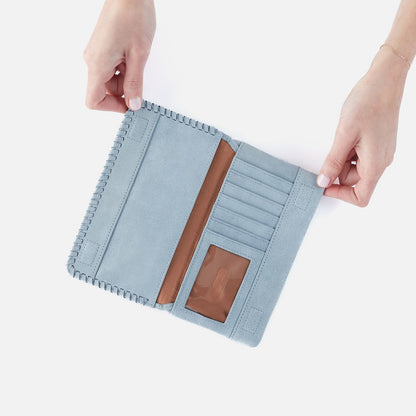 Foray Large Wallet In Buffed Leather - Sky | HOBO Everyday