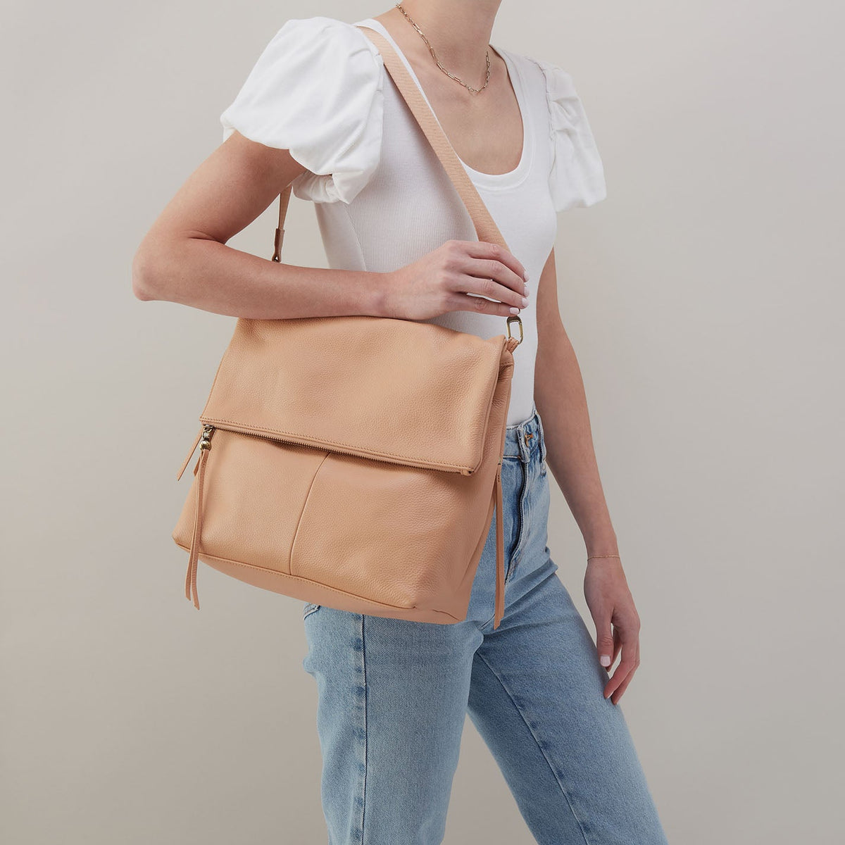 Grant Backpack In Pebbled Leather - Porcini | HOBO Premium