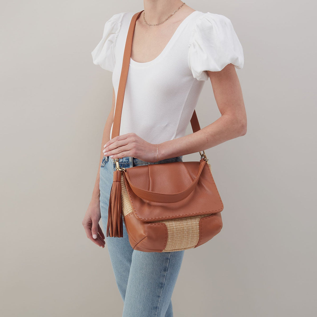Harley Convertible Shoulder Bag in Woven Straw - Natural Straw | HOBO Signature