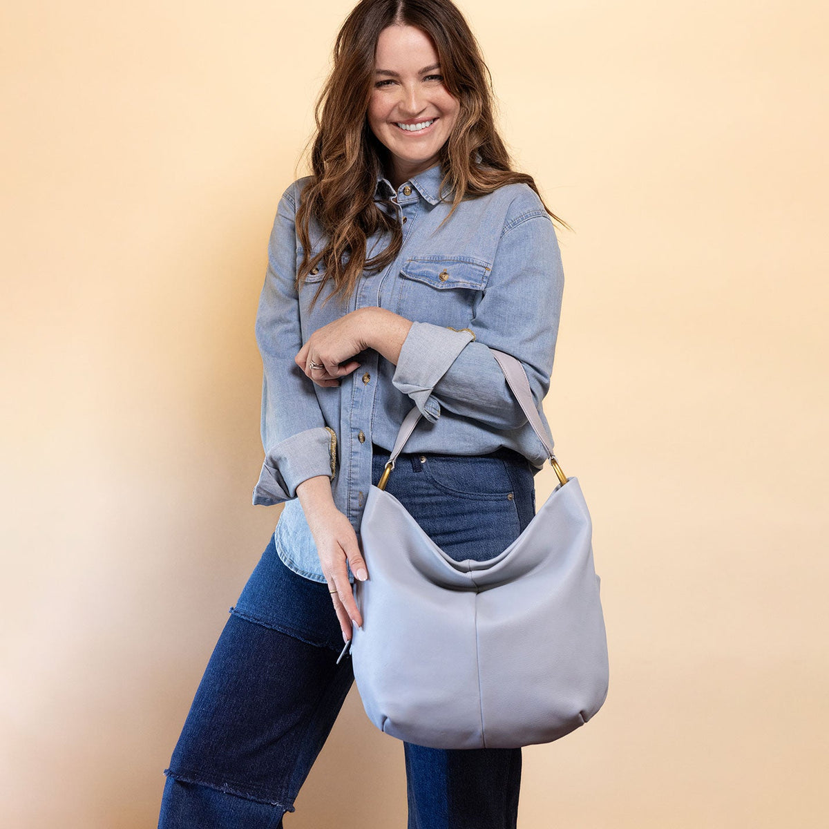 Harley Hobo In Pebbled Leather - Blue Pearl | HOBO Hot Sale