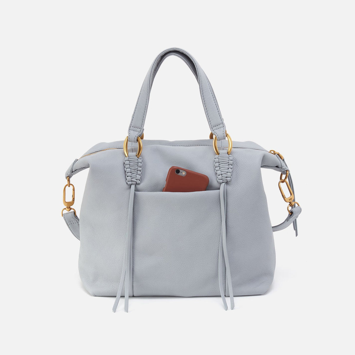 Harley Satchel In Pebbled Leather - Blue Pearl | HOBO Latest