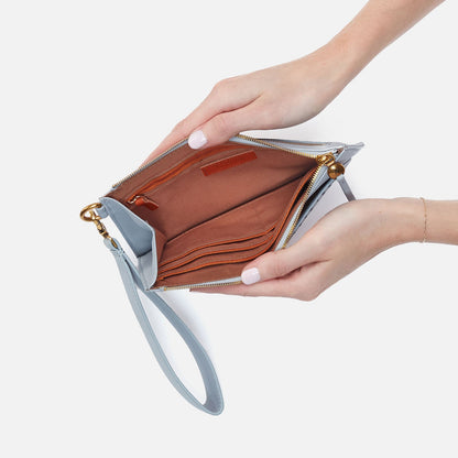 Hart Wristlet In Pebbled Leather - Blue Pearl | HOBO Quality